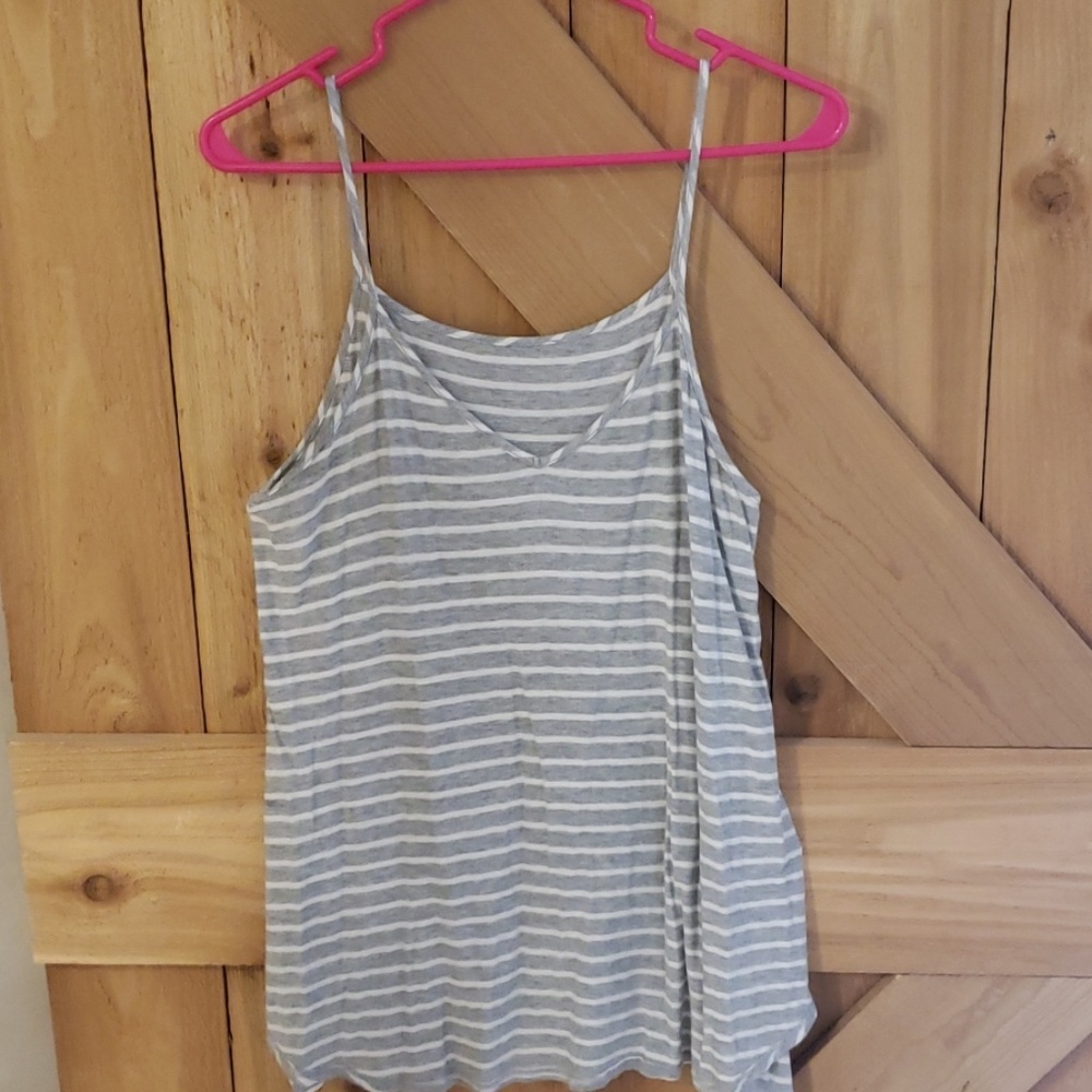 Gray w white stripes tank top